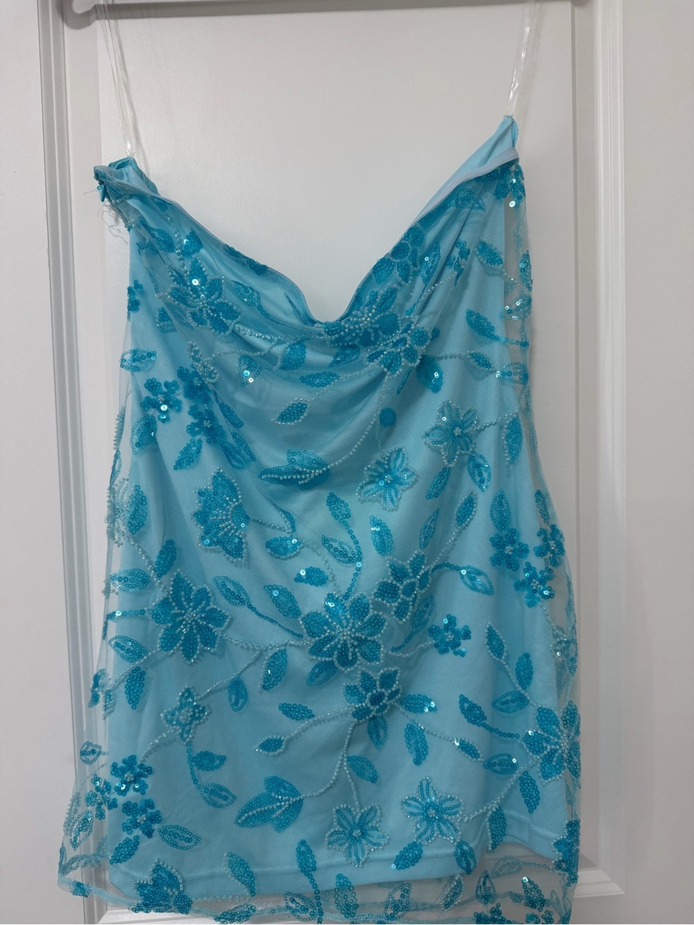 Peppermayo Blue Sequin Floral Slip Dress